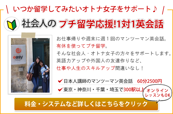 社会人のプチ留学・大人留学に向けた英会話レッスン