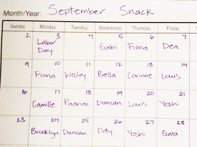 snack calendar